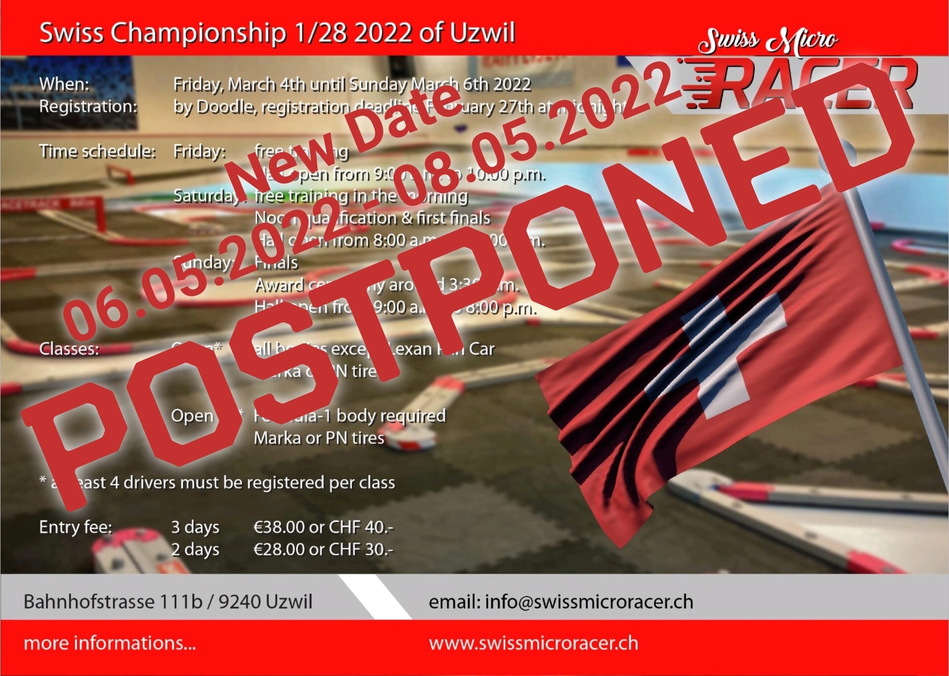You are currently viewing CH-Championship postponed from March to Mai …